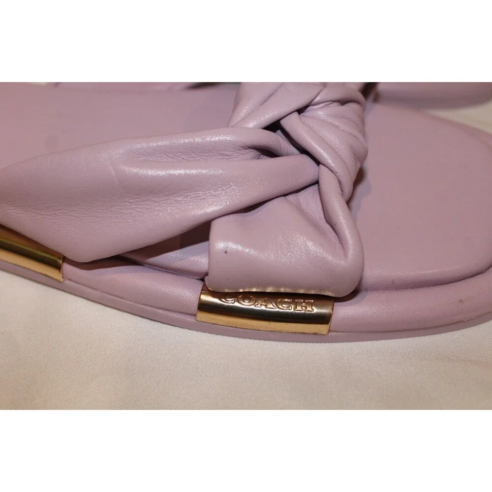 Coach Brooklyn Leather Sandals Violet Lilac‎ Purple Twist Knot Slides Women's  7